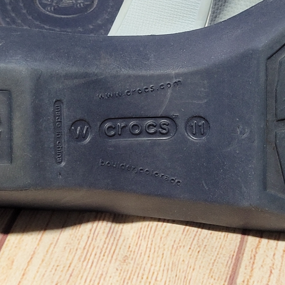 Crocs Madeira two-tone Slip-on Wedge Sandals Navy/Light Blue Women's Size 11 - Picture 14 of 16
